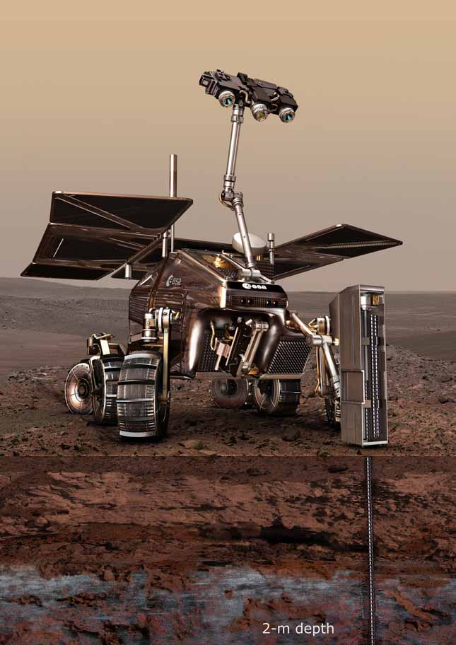 ExoMars Rover with drill extended  (c) ESA